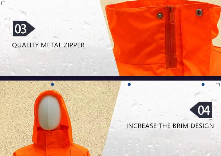 Traffic Safety Fluorescent Orange High Light Reflective Protective Rainwear