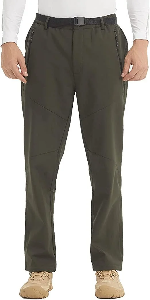 Hiking Trousers Mens Winter Fleece Lined Pants Softshell Outdoor Thermal Workwear Ski Golf Walking Waterproof Trousers