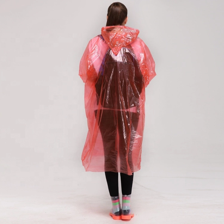 PE Disposable Raincoat,Fashion PE Waterproof Raincoat,Disposable Rain Poncho,Rainwear with Hood and Sleeves,Outdoor Raincoat,Promotional Disposable Raincoat