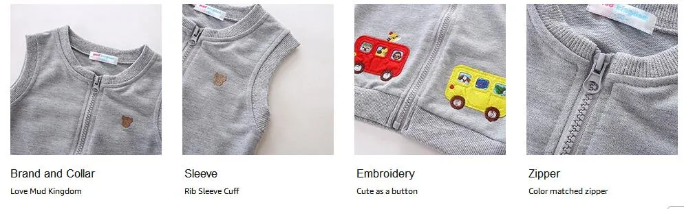 Toddler Baby Clothing Little Kids Boys Vests Outerwear Cute Animal Bus
