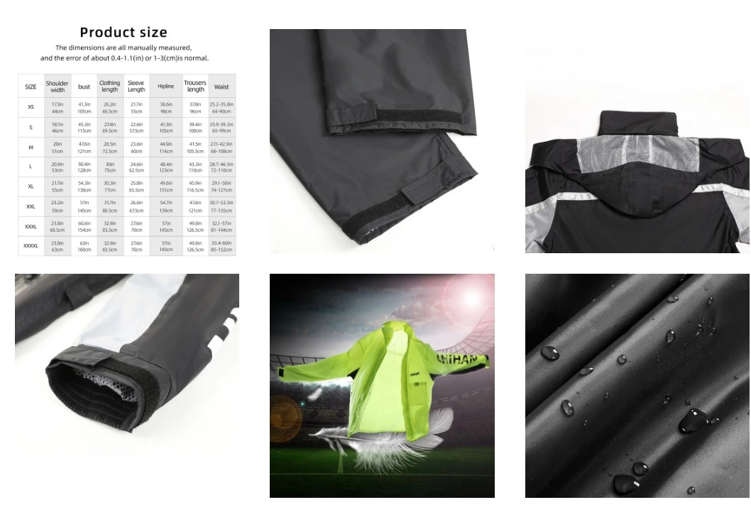 Motorcycle Rain Suit Lightweight Rain Coat for Men Outdoor Waterproof Rainwear