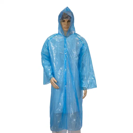 Unisex Pocket Portable PE Rain Coat Poncho Rainwear for Promotion