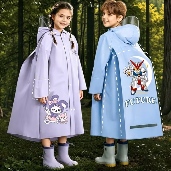 OEM Children Cartoon Printing School Uniform Rainwear 