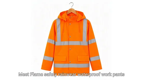 Reflective Safety Rainwear with Hood Side Elastic Panels for Durable Workwear Fit