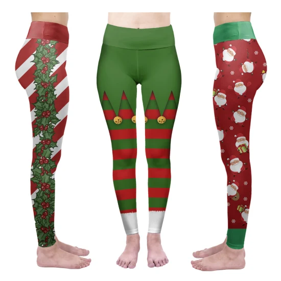 Christmas Sublimated Womens High Waist Yoga Leggings Super Soft Stretch Fitness Pants