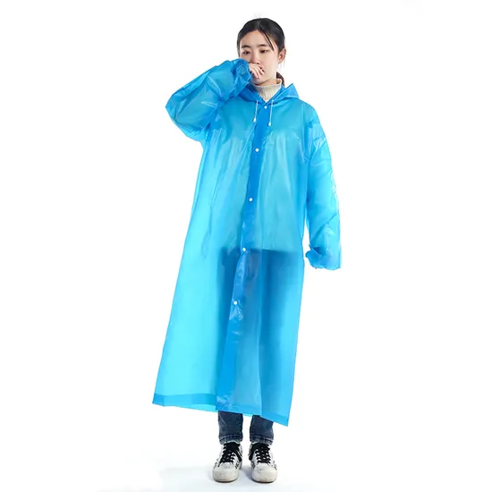 PVC Rainwear Attached Hood with Drawstring 