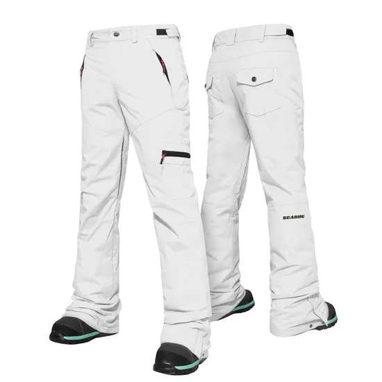 Wholesale Womens/Girls Best Stretch Waterproof White Ski Pants Cheap Plus Size Outfit Snowboard Pants 