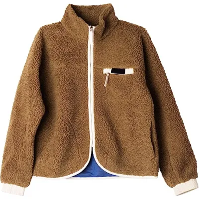 RPET Materials Women′s Long Sleeve Winter Coats Outerwear with Pockets Fleece Sherpa Jacket