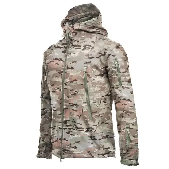 Winter Ski Outdoor Man Jacket Camouflage Hooded Fleece Waterproof Mens Softshell Jacket 