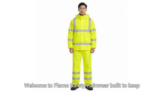 Reflective Safety Rainwear with Anti Stain Chest Zone for Durable Workwear Front 