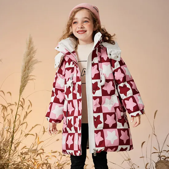 Thick Warm Sweet Puffer Winter Coat Chilldren Medium Length Down Outerwear 