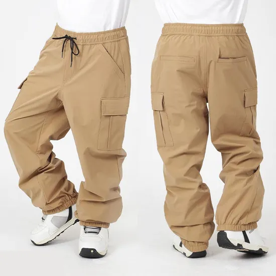 Thick Fleece Lined for Camping Soft Shell Hiking Pants with Pockets Extra Baggy Leisure Style Winter Warm Snow Ski Pants 