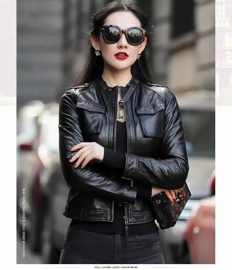 Spring Autumn Leather Jacket Women High Street Solid Slim Faux Leather Coats Elegant Moto Biker Jackets Female Outerwear