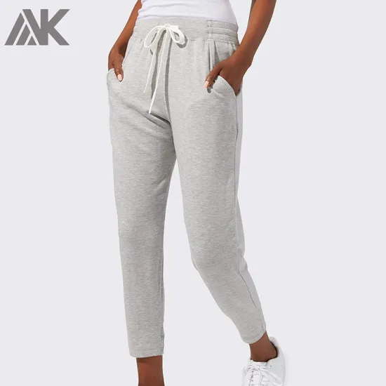 Wholesale Womens Drawstring Cotton Jogger Pants with Pockets in Bulk 