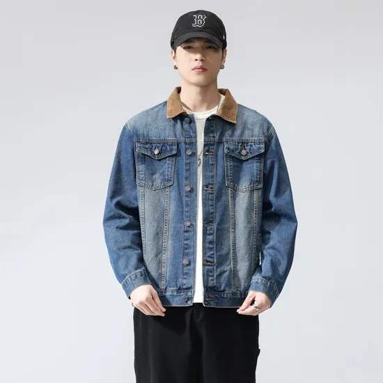 Spring and Fall Denim Lab Coat Men′s Trend Handsome Outerwear 
