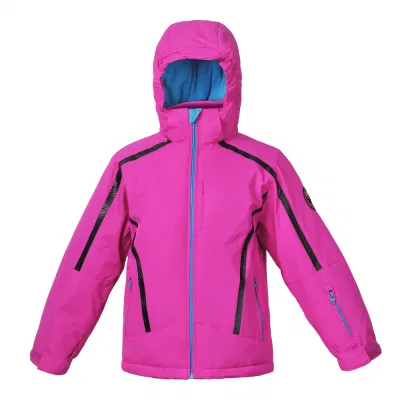 Children Clothing Fashion Winter Ski Padding Jacket with Detached Hood Pink Color